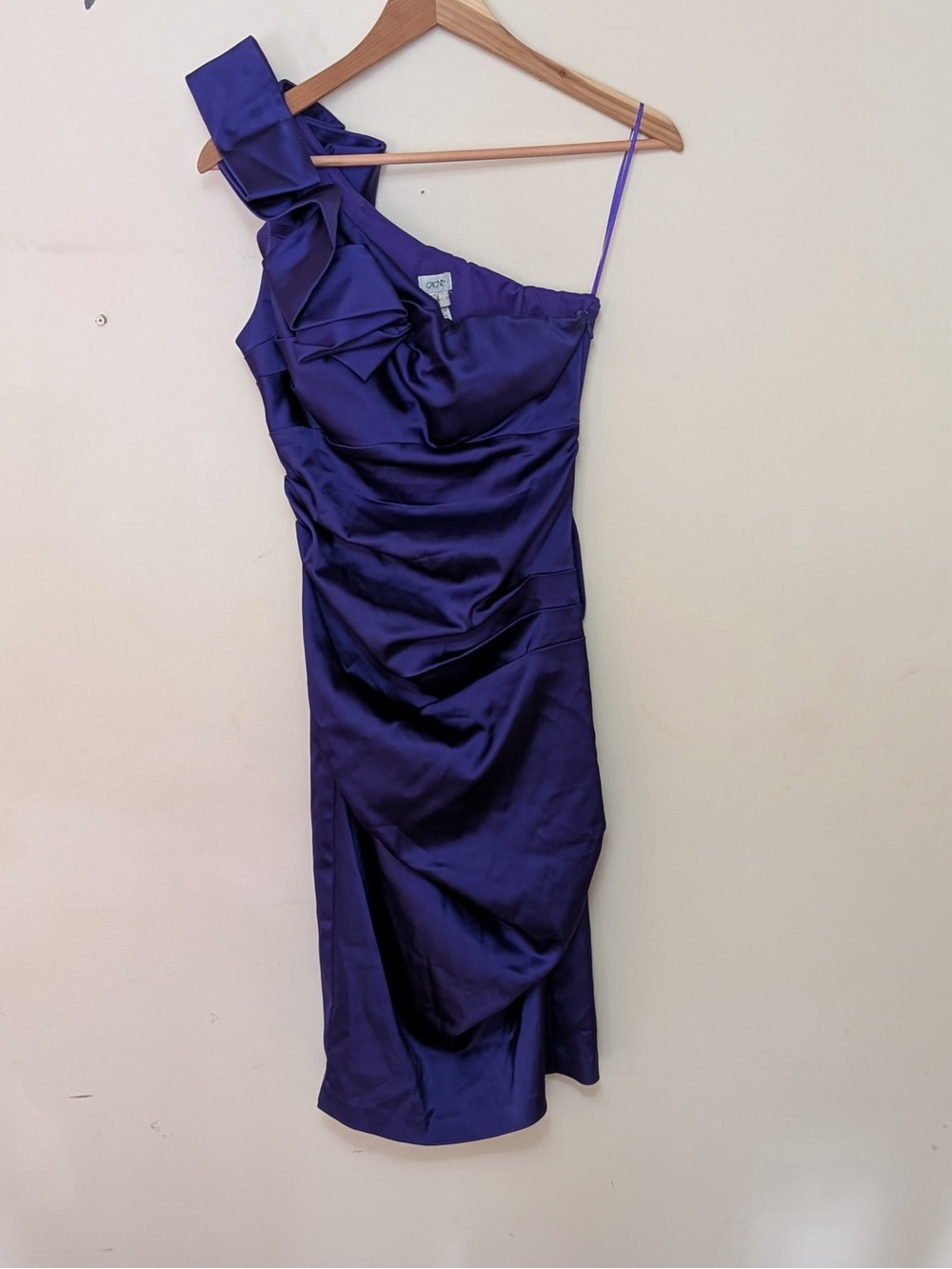 Cache One-Shoulder Royal Purple Satin Dress